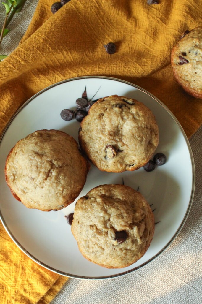 Whole Grain Chocolate Chip Banana Muffins
